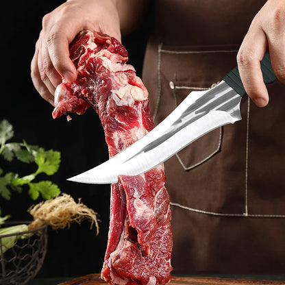 2PCS Chef Butcher Boning Knife Set - Stainless Steel Utility and Slicing Knives for Meat, Fish, Fruit - Sharp Kitchen Cleavers