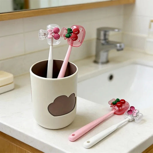 Cute Cherry Toothbrush Holder - Dual Hole Drainage & Ventilated Toothbrush Head Protector for Bathroom Storage