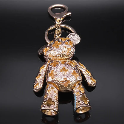 Colorful Crystal Bear Keychain - Cute Rhinestone Alloy Bag Charm & Fashion Keyring