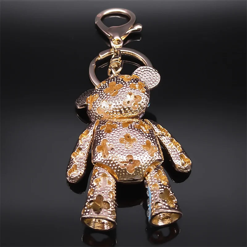 Colorful Crystal Bear Keychain - Rhinestone Alloy Bag Charm, Fashion Key Ring & Jewelry Accessory