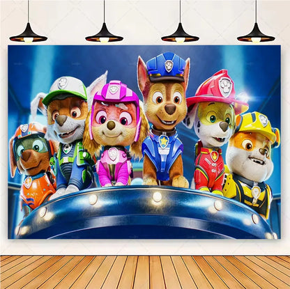 PAW Patrol Cartoon Puppy Birthday Party Backdrop – Animation Theme Decoration Background for Kids Party & Baby Shower Supplies Gift