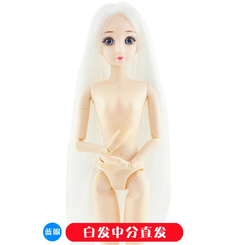 30cm Fashion Doll – 1/6 BJD Body with 3D Eyes, Long Wig, Princess Makeup DIY Toy for Girls