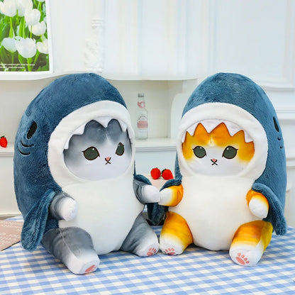 Fun Transformed Cat Doll Plush Toy – Cute 25cm Shark Cat Plush Gift for Girls and Children