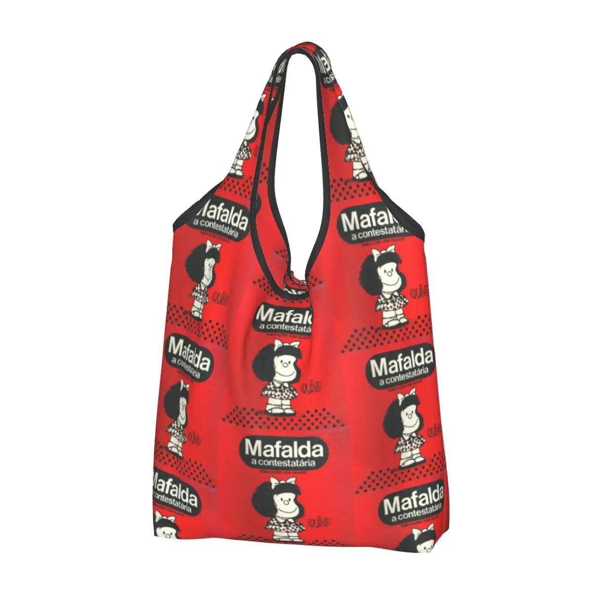 Anime Mafalda Cartoon Grocery Tote Bag – Large Capacity Fashion Shopper Shoulder Handbag, Portable Kawaii Canvas Bag for Everyday Use