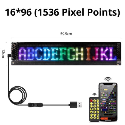 Flexible RGB LED Matrix Display Panel - Bluetooth Scrolling Text, Animations & Smart Car Advertising Light