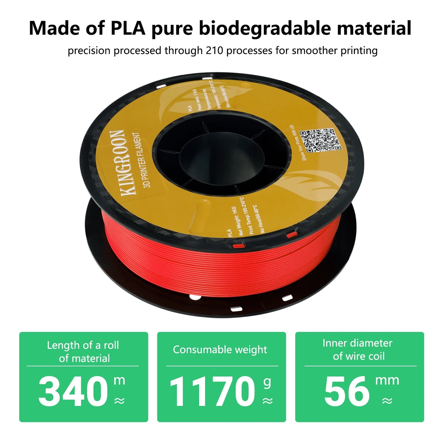 KINGROON 3D Printer Filament 22LBS — 10 Rolls 1KG 1.75mm PETG & PLA, Eco-Friendly Mixed Colors, High Toughness