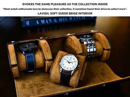 6-Slot Watch Travel Case – PU Leather Organizer Roll for Men & Women, Watch Display Storage Case