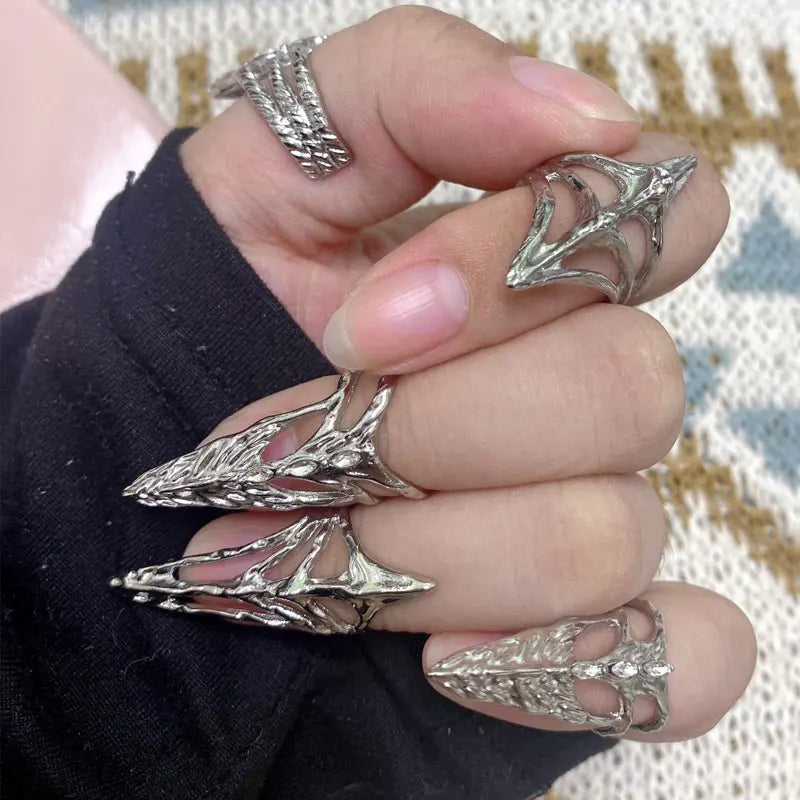 New Gothic Rock Punk Fingertip Nail Ring | Metal Manicure Jewelry Accessories for Women, Party & Gift for Girlfriends