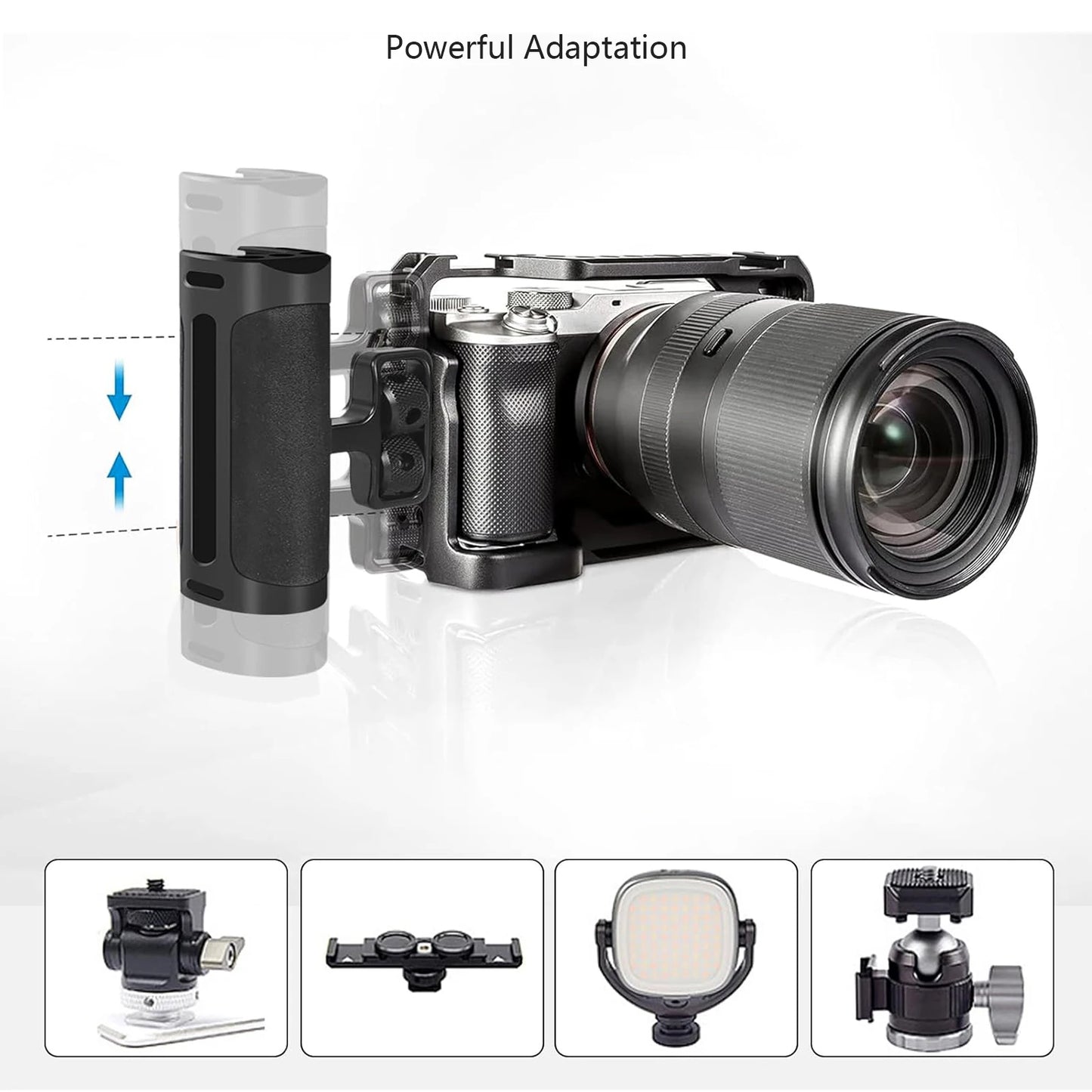 Probty Mini Side Handle Handgrip – Cold Shoe & 1/4"-20 Mount for DSLR/Digital Camera Cage