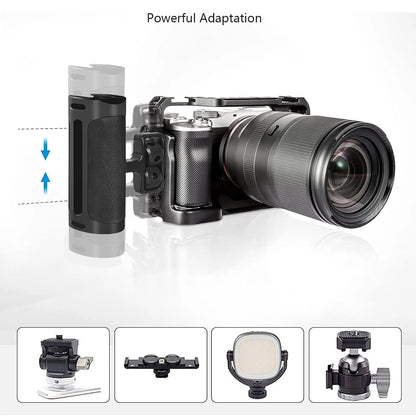 Probty Mini Side Handle Handgrip – Cold Shoe & 1/4"-20 Mount for DSLR/Digital Camera Cage