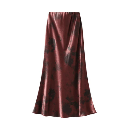Seoulish Women’s Vintage Polka Dot Satin Mermaid Skirt – High Waist Midi Length Casual Spring Summer Fashion Skirt 2026