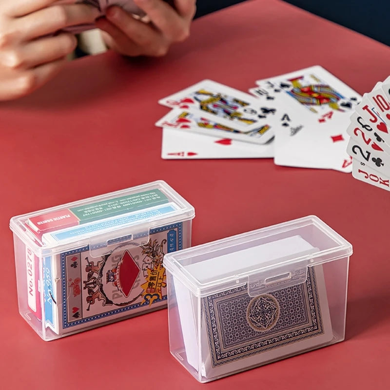 Plastic Playing Card Storage Box | Empty Card Case Holder with Snap Closure