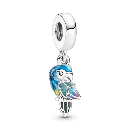 925 Silver Plated Murano Glass Sea Turtle Dangle Charm - Colorful Pink & Blue Jewelry for Women's Bracelet