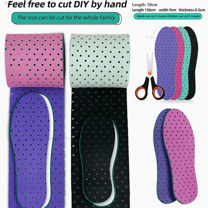 Cuttable Insoles for Shoes - Universal Soft, Comfortable and Breathable Sport Inserts with Shock Absorption, 50/150cm for Adults and Kids