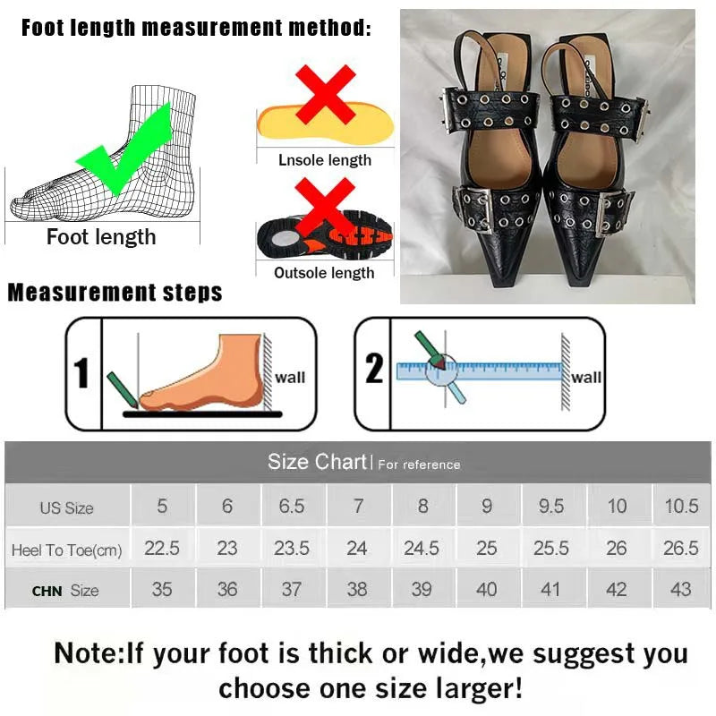Women’s Pointed Toe Slingback Sandals – 2025 Spring Fashion Flats, Large Sizes