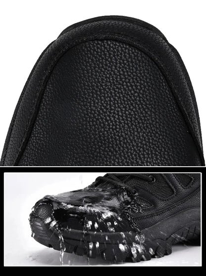 Men's Warm Plush Snow Boots - Lace Up Waterproof High Top, Anti-Slip Winter Boots for Casual & Work Wear