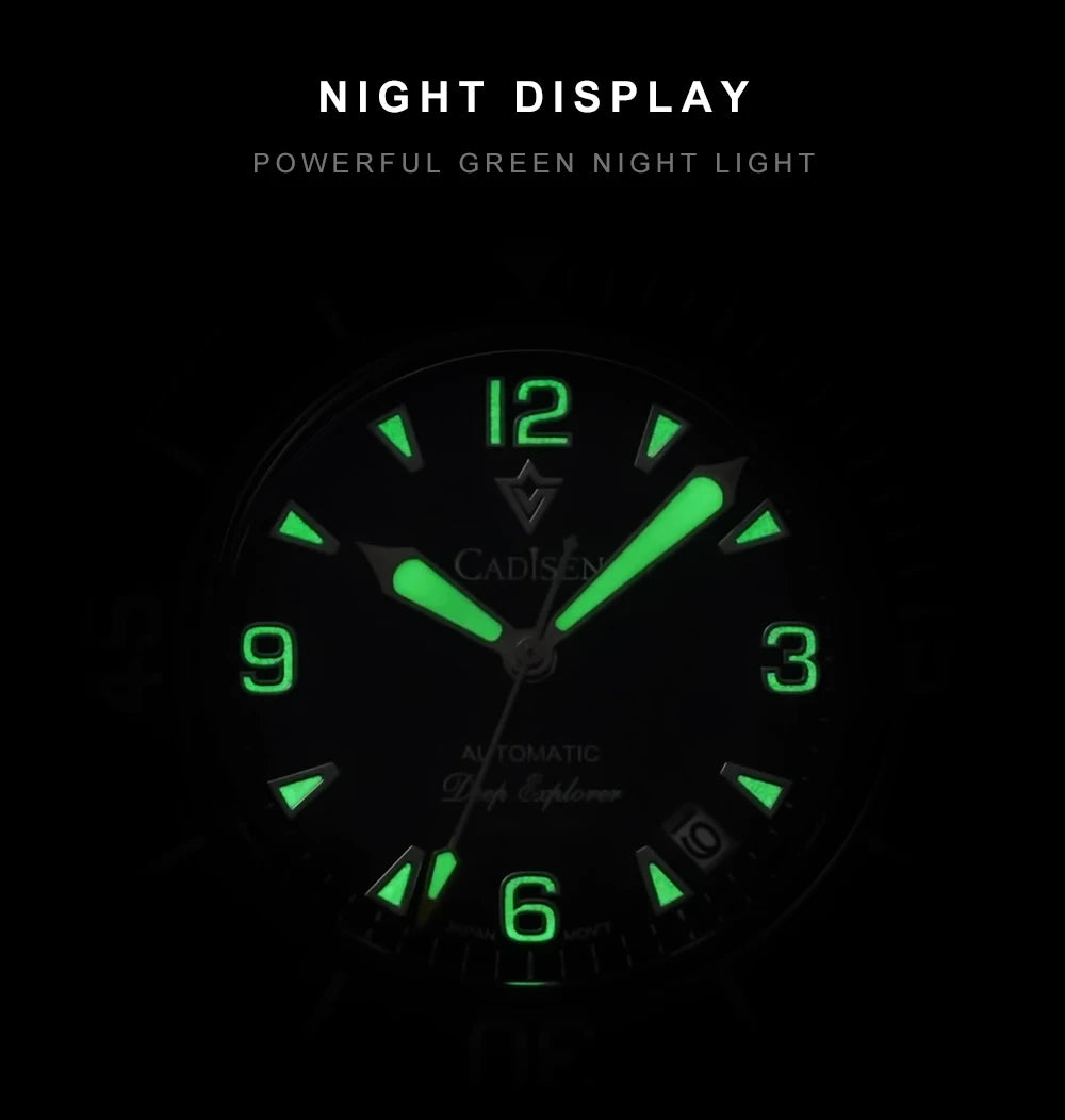 CADISEN Deep Explorer 2025 Automatic Mechanical Men’s Watch – Canvas Strap, NH35 Movement, Luminous & Waterproof Luxury Wristwatch