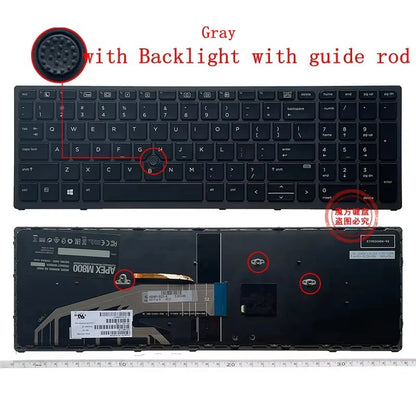 HP ZBook 15 G3/G4 & 17 G3/G4 Backlit Replacement Keyboard – AR/RU/US Layout with Frame (9Z.NCGBC.001 NSK-C87C-01) for Laptop Repair and Upgrade