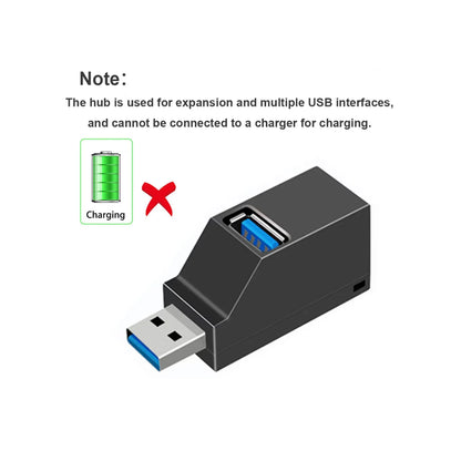 USB 3.0 Hub Adapter - 1-to-3 Port Mini USB Splitter with High-Speed USB 2.0 Support for PC, Laptop & U Disk Readers