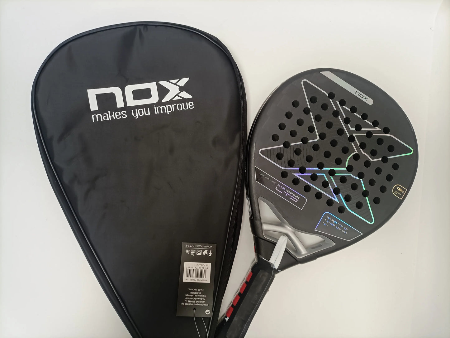 NOX Padel Tennis Racket - Carbon Fiber Diamond-Shaped EVA Sports Racquet