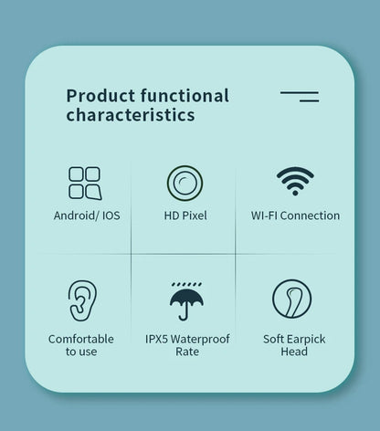 Smart Visual Ear Cleaner 1296P with Camera – USB-C Rechargeable Ear Wax Removal Tool, WiFi, 6 LED Lights