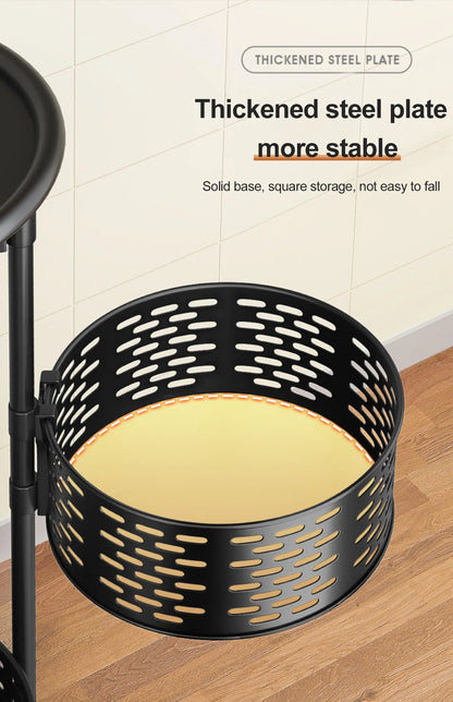 5 Layer Stainless Steel Rotating Shelf - Kitchen & Bathroom Storage Baskets, Fruit & Vegetable Rack with Wheels