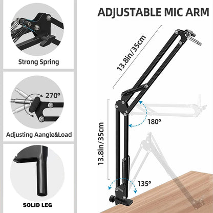 Professional Scissor Arm Stand for BM800 Microphone – Universal Shock Mount with Spider Cantilever Bracket and Mic Holder