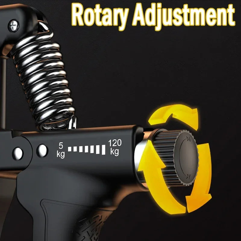 Adjustable Hand Grip Strengthener - 5-120kg Steel Spring Finger Expander Wrist & Forearm Trainer for Fitness Exercise