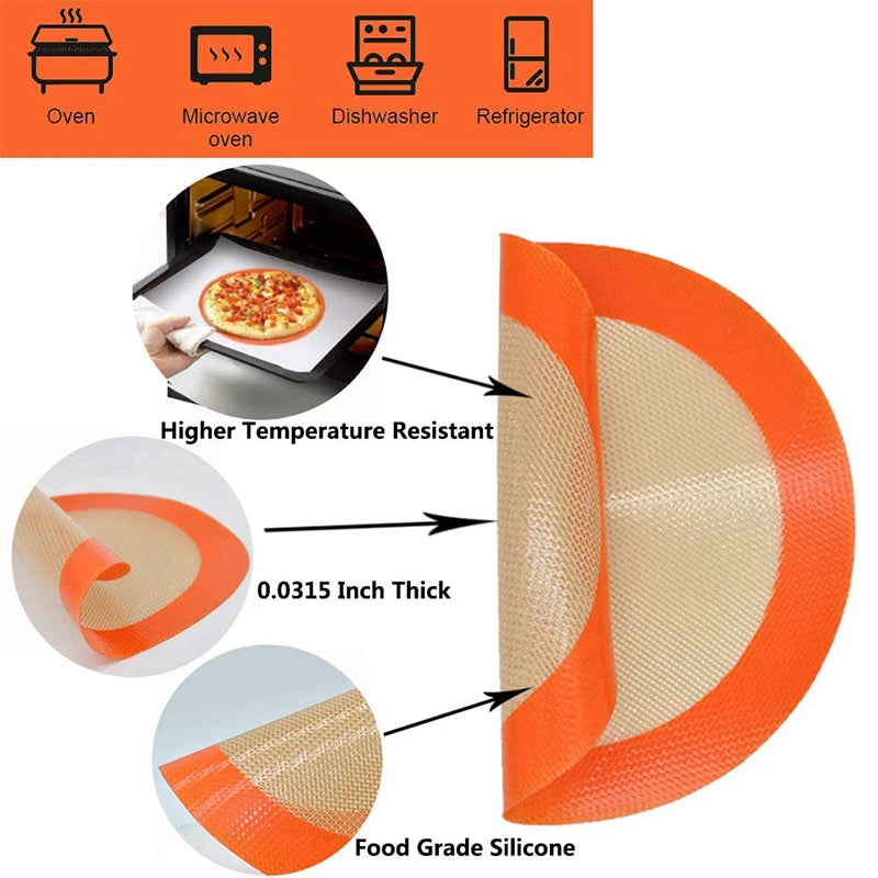 LMETJMA Round Silicone Baking Mats – Non-Stick, Food-Grade & Reusable for Macarons, Cookies & Oven Use