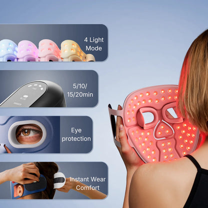 Hello Face M500S LED Red Light Therapy Mask - Wireless Portable PDT Facial Device with Red and Near-Infrared Light Therapy
