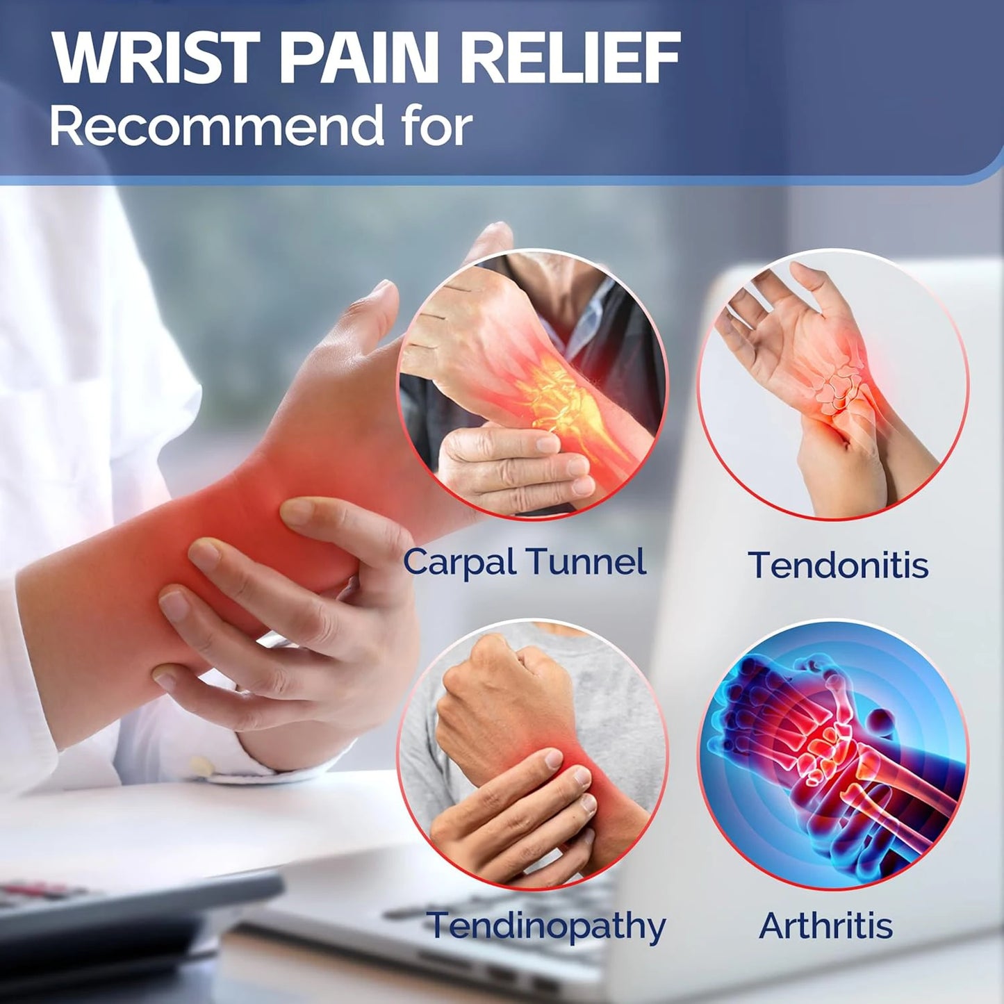 Adjustable Carpal Tunnel Wrist Brace — Hand Support Splint for Men & Women, Tendonitis, Sprains, Arthritis, and Wrist Pain