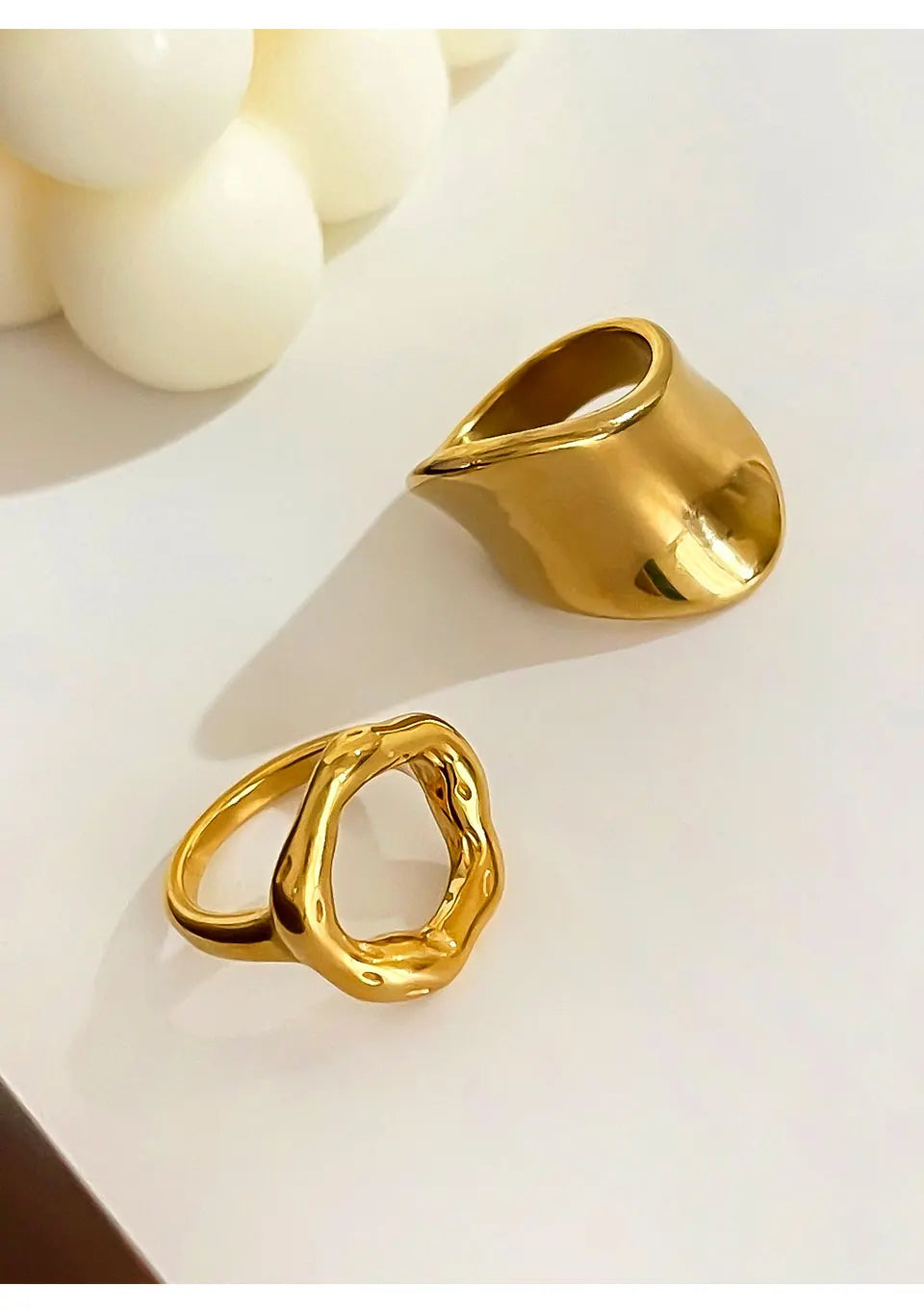 Peri'sbox Minimalist 18K Gold Plated Stainless Steel Ring – Anti-Tarnish Women’s Fashion Jewelry Gift
