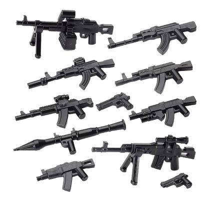 Military Building Blocks Soldier Set - Tactical Weapons Figures with Gatling Gun, Rifle, Mortar & Accessories Toy Kit