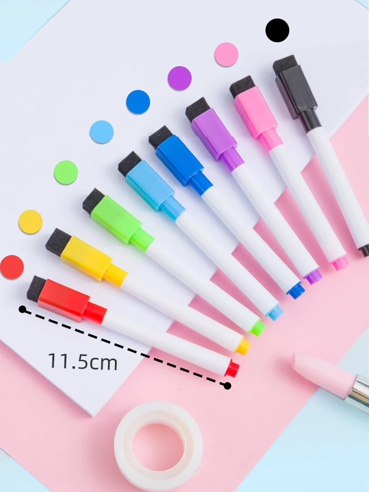 Magnetic Erasable Whiteboard Pen — Colored Blackboard Marker for Classroom, Office, Note-Taking & Teaching Supplies