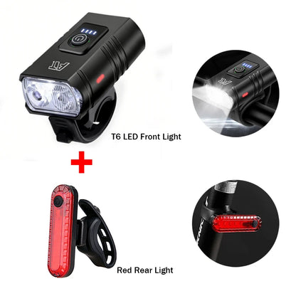 LED Bicycle Front Light - Type-C Rechargeable MTB Road Bike Headlamp, Easy-Install Cycling Accessory
