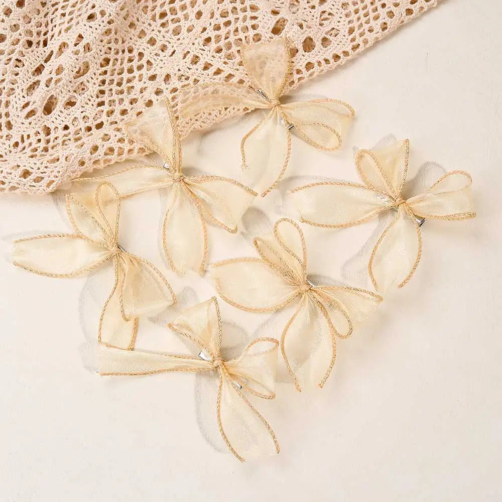 6Pcs White Lace Bow Hair Clips for Baby Girls – Lovely Bowknot Hairpins, Barrettes, Kids Hairgrips, Korean Headwear Accessories