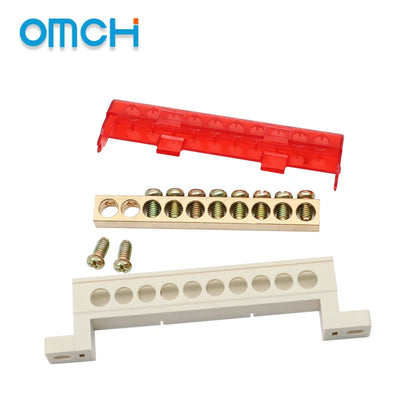 Brass Terminal Block A10 Multi-Hole (3–15 Way) – Neutral Power Distribution Terminal Strip for Electrical Cabinets & Panels