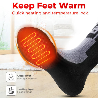 Electric Heated Socks with Remote – Rechargeable Thermal Warmers for Skiing, Snowboarding & Hiking