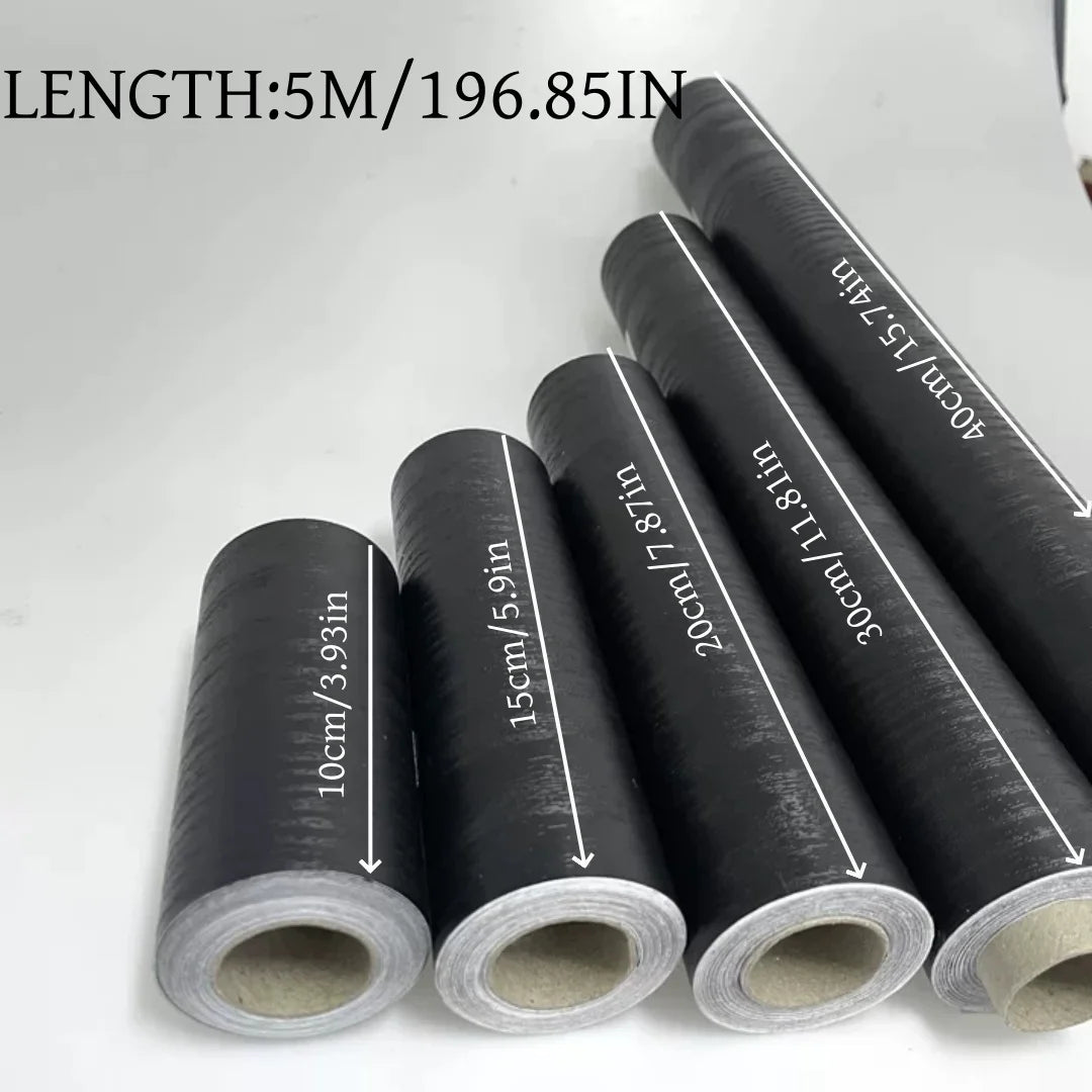 5m Self-Adhesive Wood Grain Repair Tape - Black Vinyl Furniture Renovation Sticker