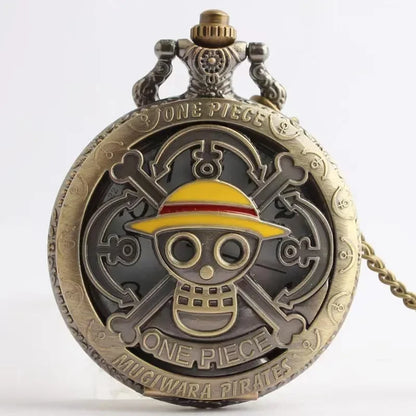 One Piece Anime Pocket Watch – Vintage Bronze Fashion Toy for Kids, Birthday Gift