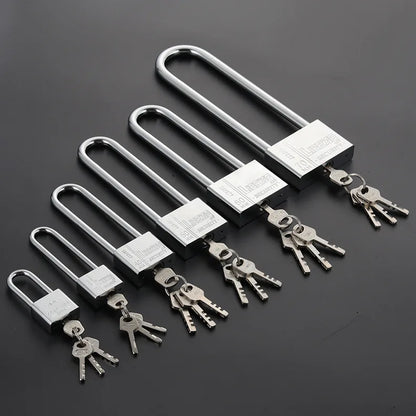 Long Shackle Chrome-Plated Square Iron Padlock – Security Lock for Cages, Lockers, and Boxes