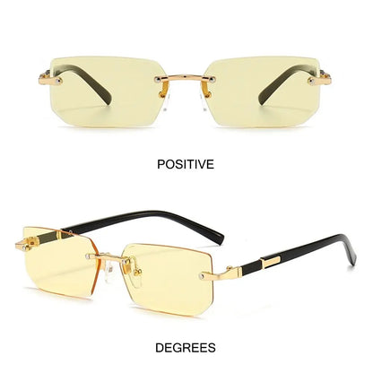 Rimless Rectangle Sunglasses – Fashion Small Square Shades for Men & Women, Summer Travel Eyewear