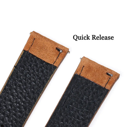 Suede Genuine Leather Watch Band - 18mm 19mm 20mm 22mm 24mm Vintage Handmade Stitching Strap For Seiko Huawei GT2 GT3 GT4