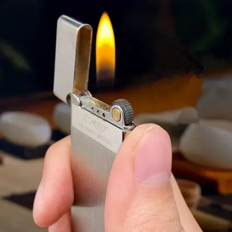 Zorro 636 Ultra-Thin Metal Butane Lighter – Inflatable Grinding Wheel Design, Smoking Accessory & Men’s Holiday Gift