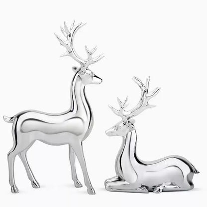 Elegant Resin Reindeer Statue – Plated Luxury Christmas Ornament for Living Room & Dining Table Decor