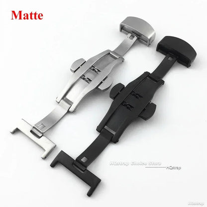 Stainless Steel Butterfly Buckle – Polished & Matte Watch Band Clasp for 16mm, 18mm, 20mm, 22mm Straps