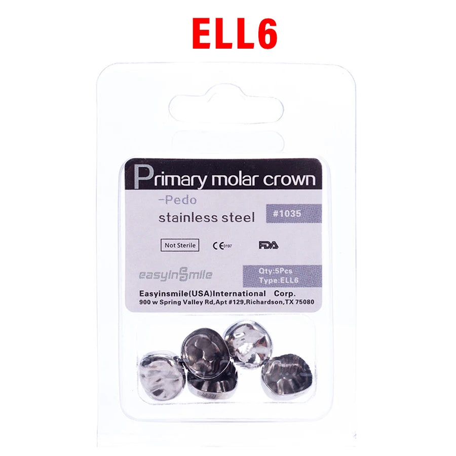 5PCS EASYINSMILE Kids Stainless Steel Dental Crowns – Primary Molar Teeth Refill D2-D7