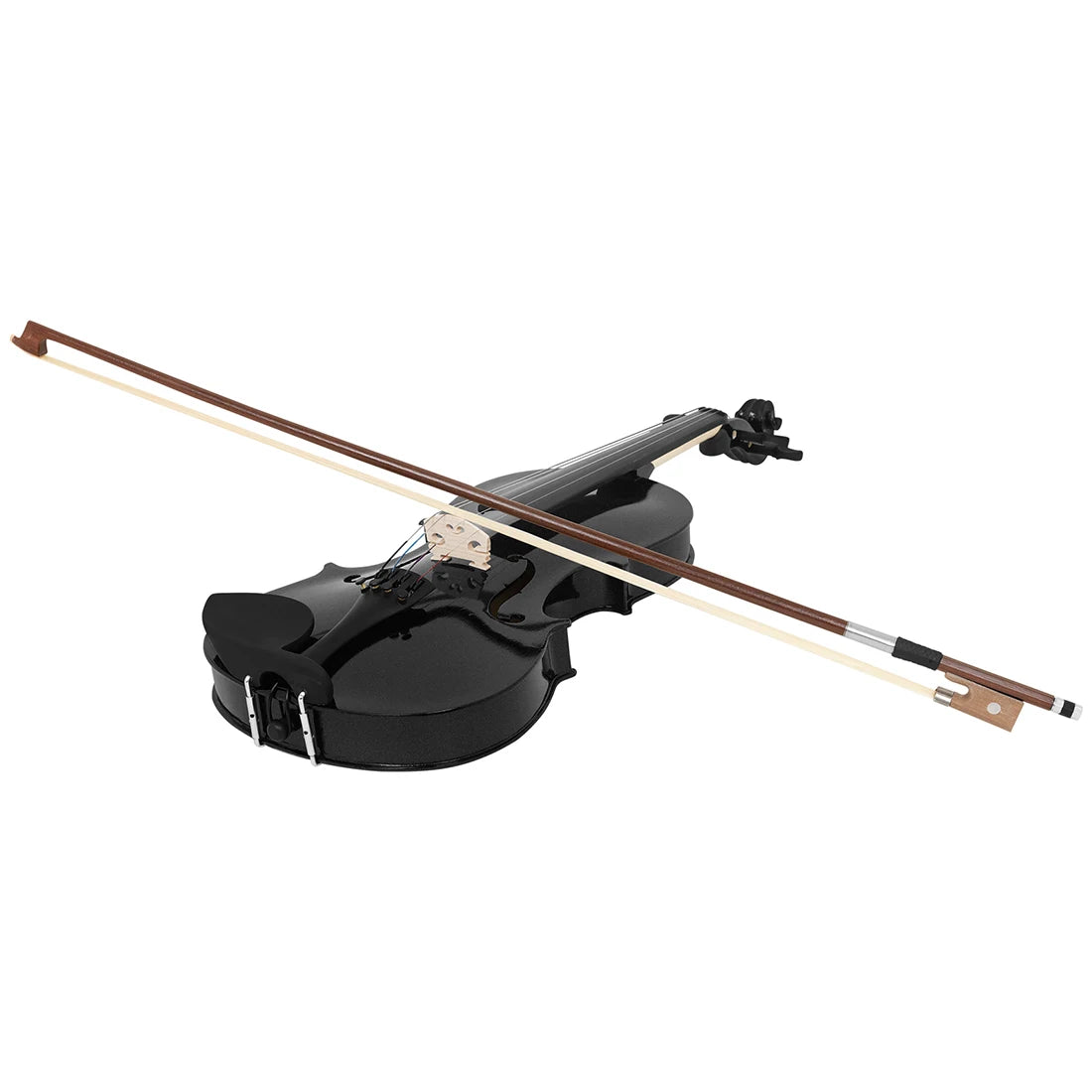 4/4 Full Size Violin - Solid Wood Black Acoustic Violin Set with Case, Bow, Rosin, Tuner, Strings & Shoulder Rest for Beginners
