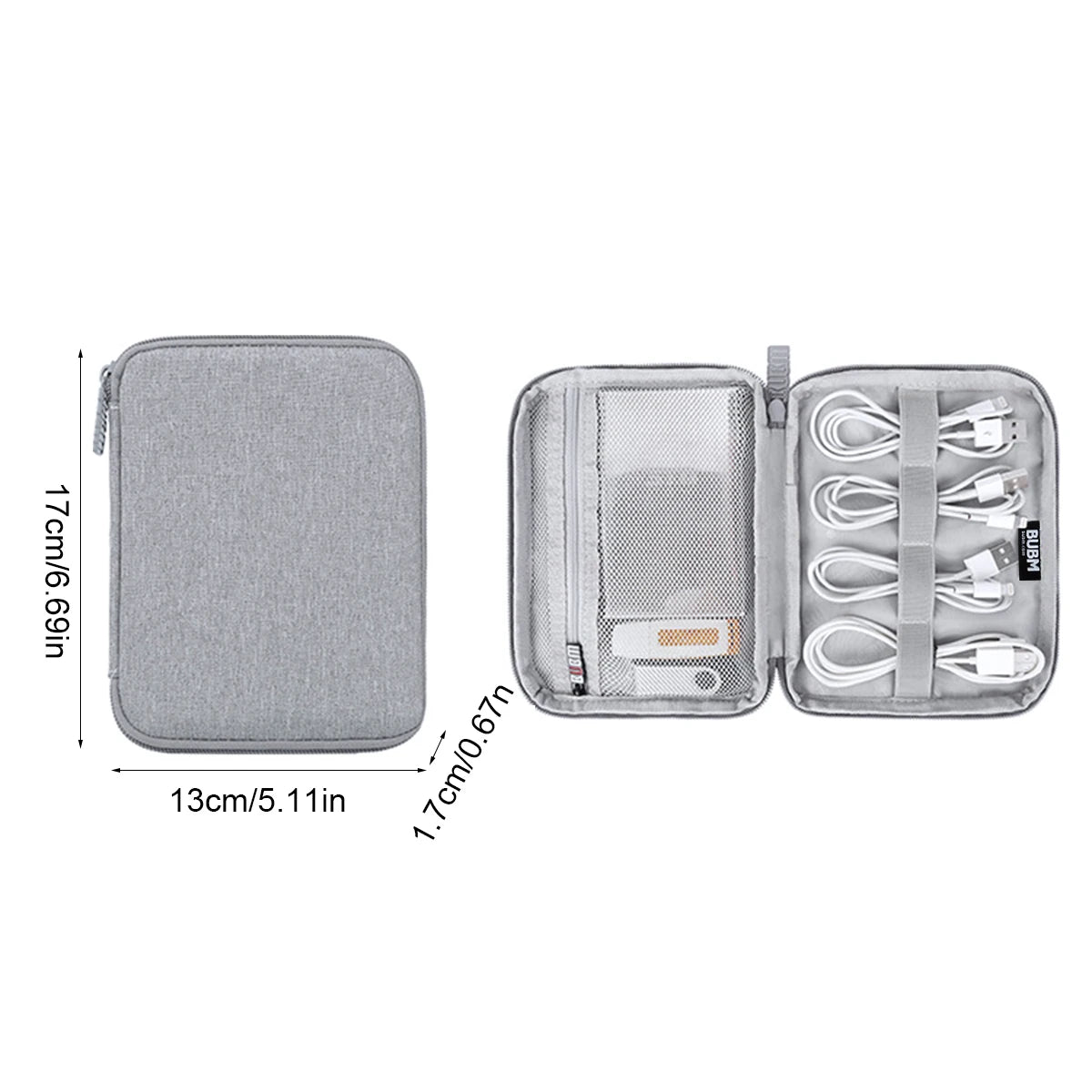 Portable Travel Data Cable Storage Bag – Double Layer Power Bank, U-Disk & Earphone Organizer