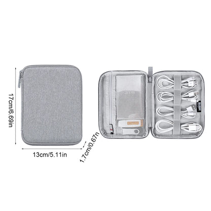 Portable Travel Data Cable Storage Bag – Double Layer Power Bank, U-Disk & Earphone Organizer